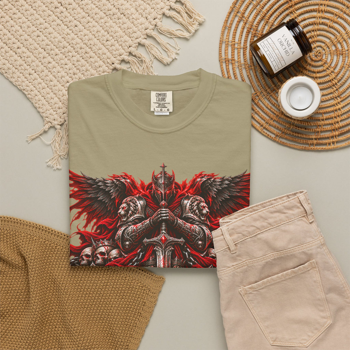 Strength Warrior T-Shirt — Gothic Skull Wings Graphic Tee