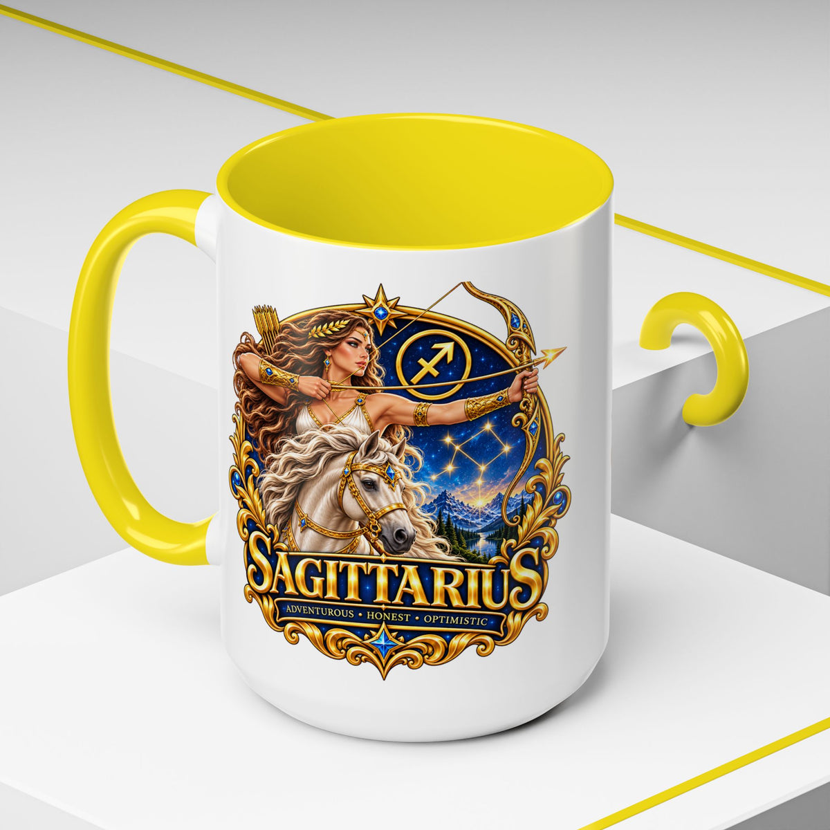 Sagittarius Accent Coffee Mug — Zodiac Archer Design (11/15oz)