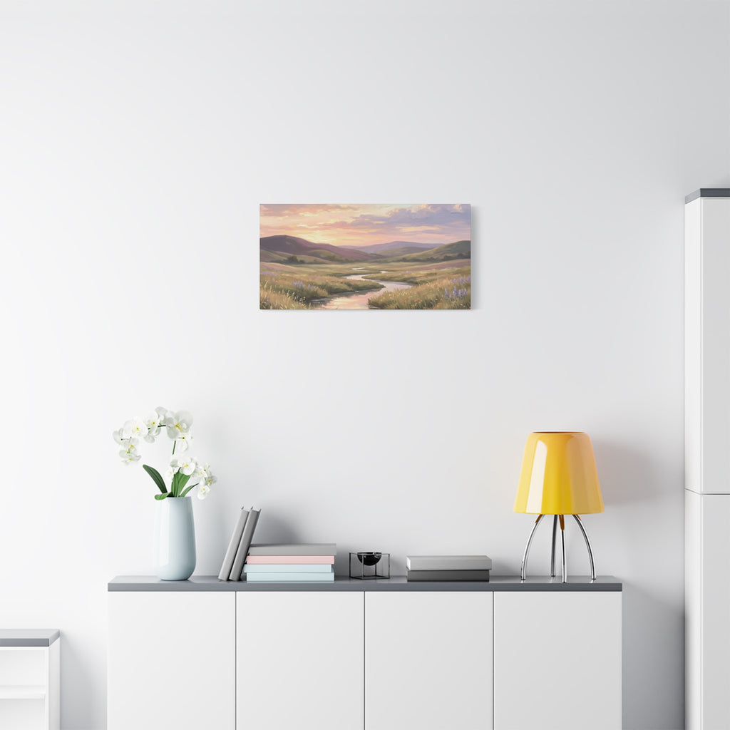 Sunset Meadow Canvas Wall Art - Stretched Matte Landscape Print