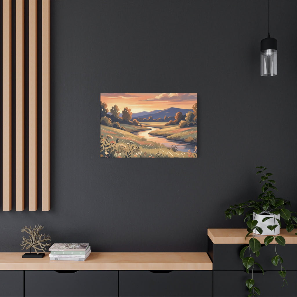 Sunset Meadow Canvas Wall Art