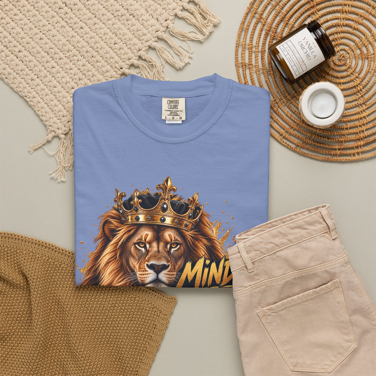 Lion Crown T-Shirt — "Mindset Builds Everything" Motivational Tee
