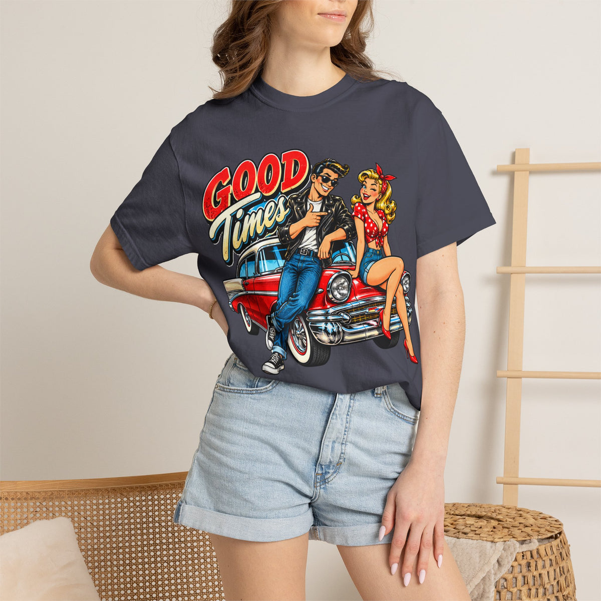 Good Times Retro Car Tee — Vintage 1950s Rockabilly Graphic T‑Shirt