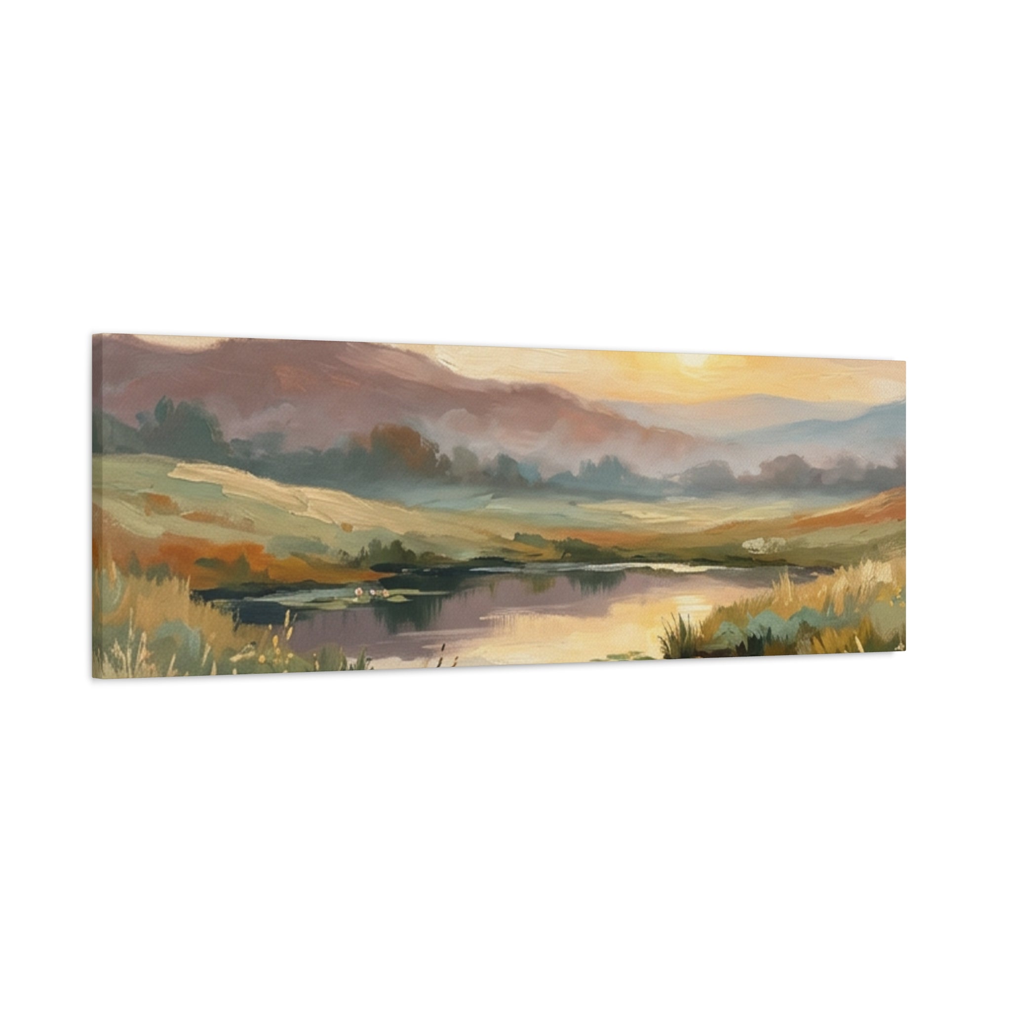 Sunset Meadow Canvas Wall Art — Stretched Matte Landscape Print