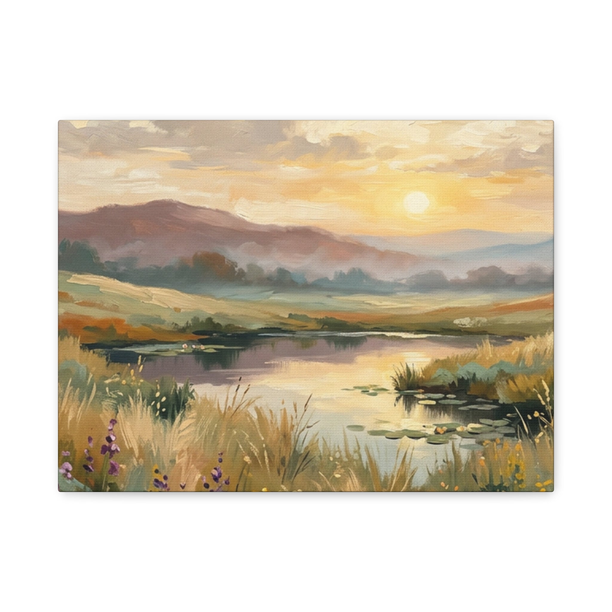 Sunset Meadow Canvas Wall Art — Stretched Matte Landscape Print
