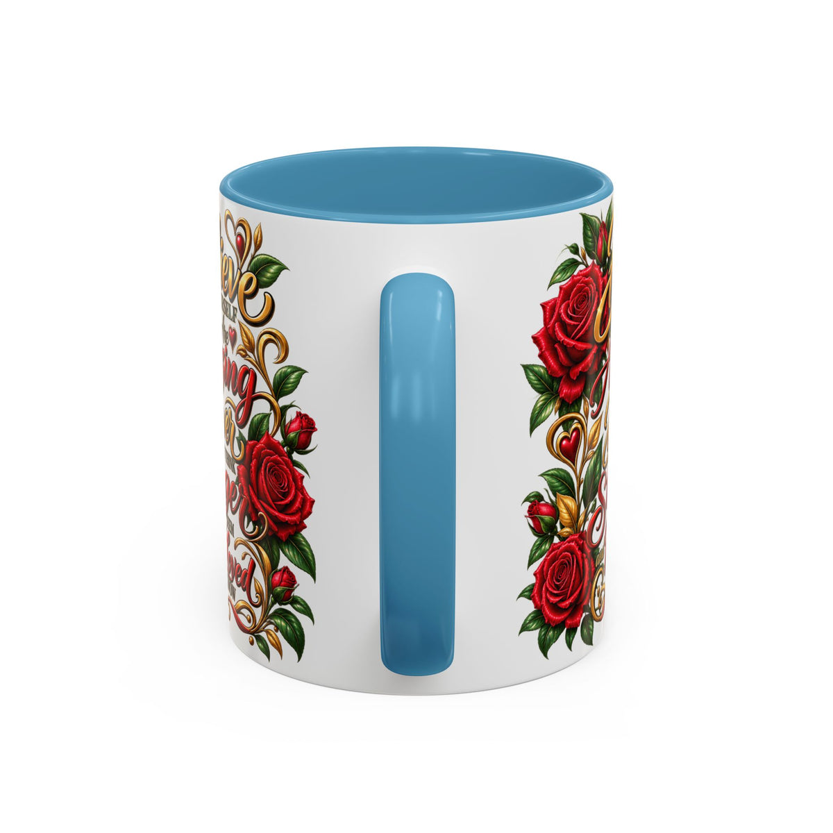 Inspirational Rose Coffee Mug — "Believe in Yourself" Motivational Tea Cup
