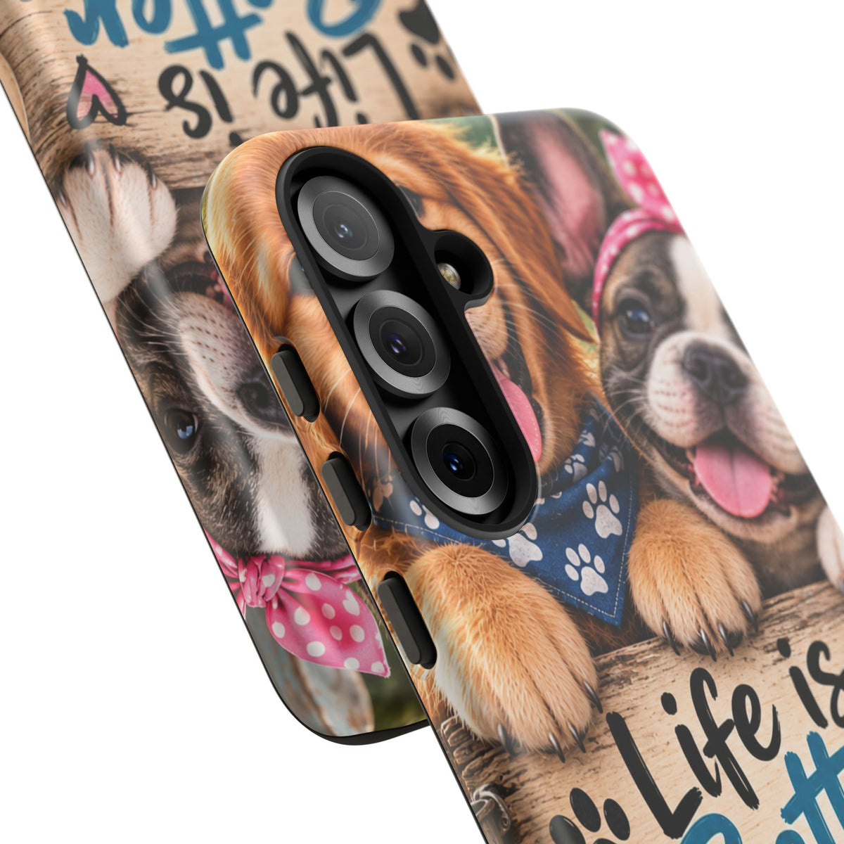 Phone Case — "Life Is Better with Dogs" Cute Pawprint Dog Lover Protective Case