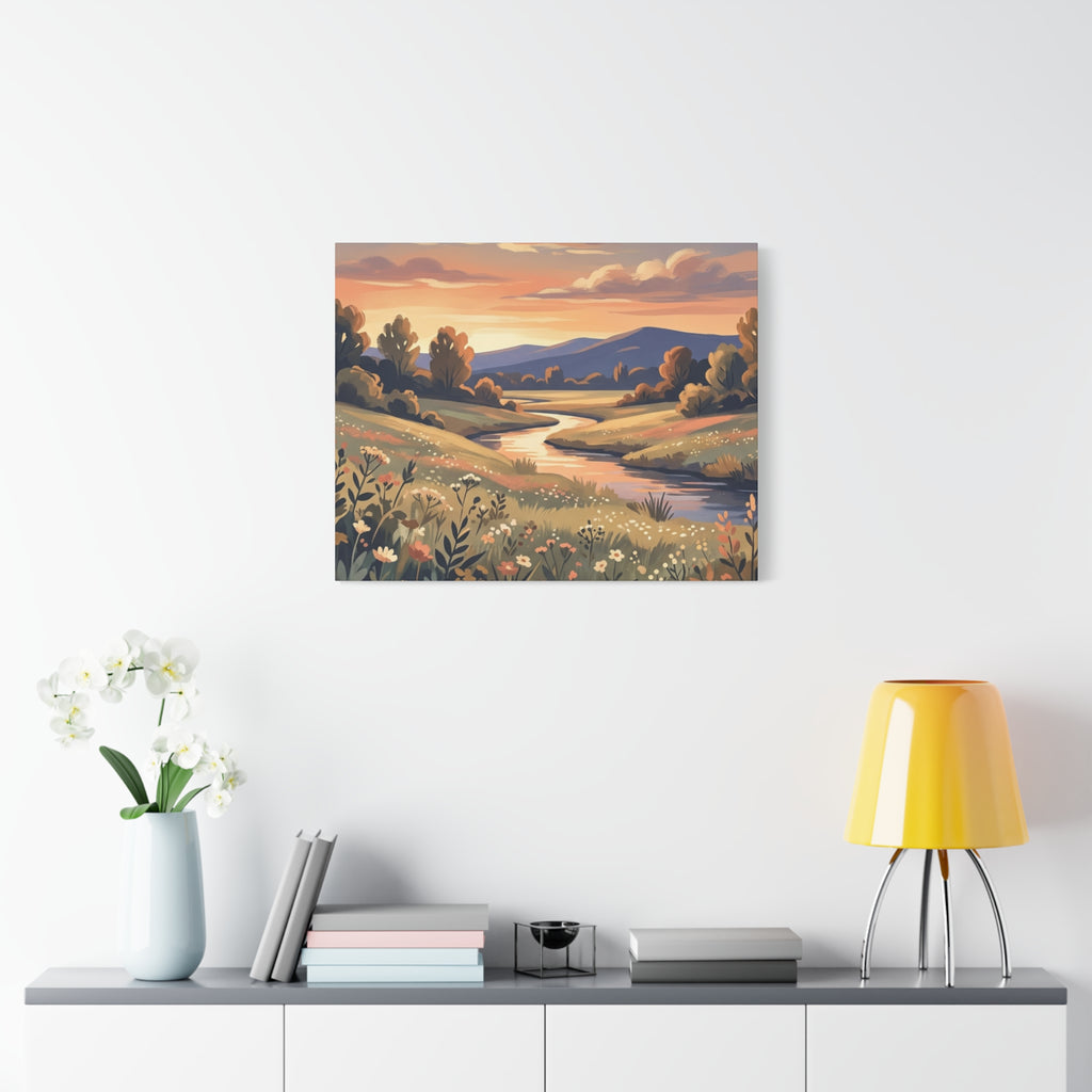 Sunset Meadow Canvas Wall Art