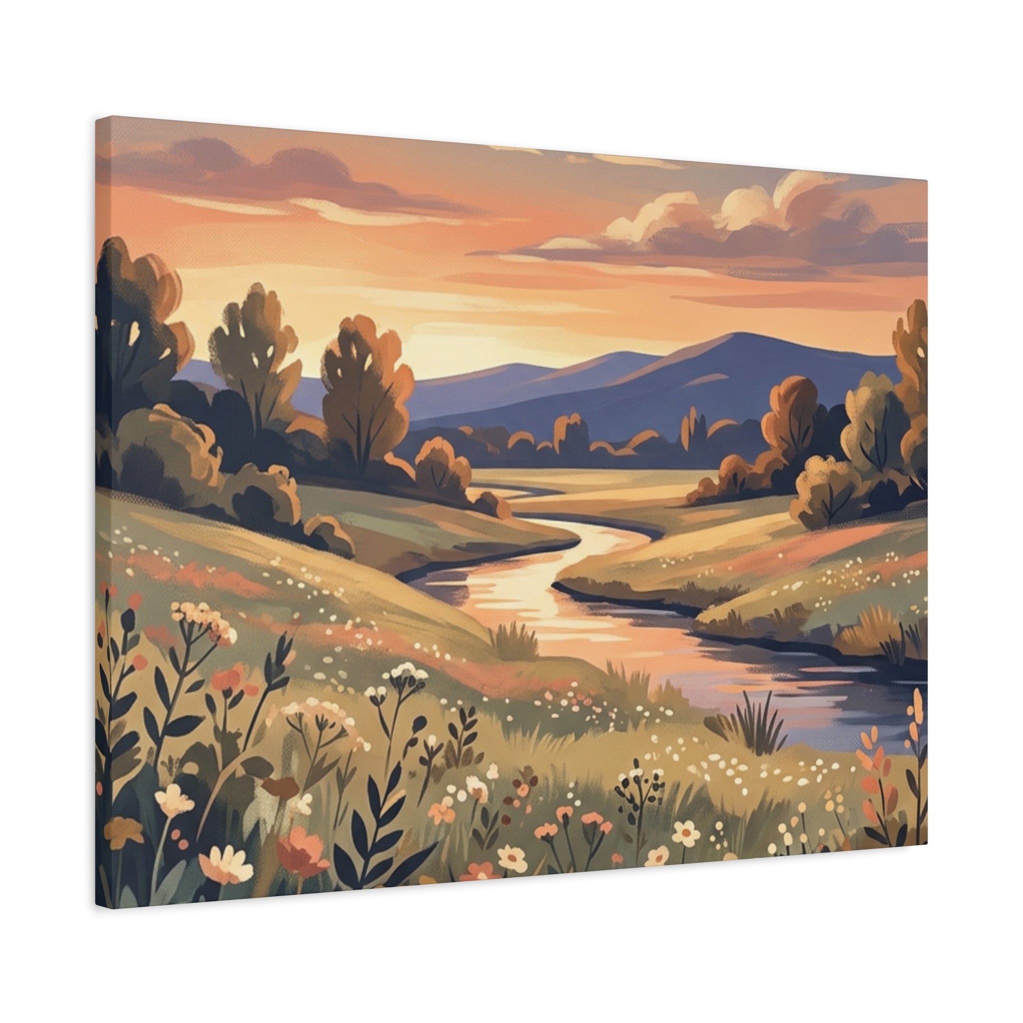 Sunset Meadow Canvas Wall Art