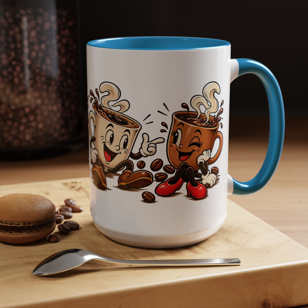 Coffee Cartoon Mug — Cute Dancing Coffee Cups Accent Mug