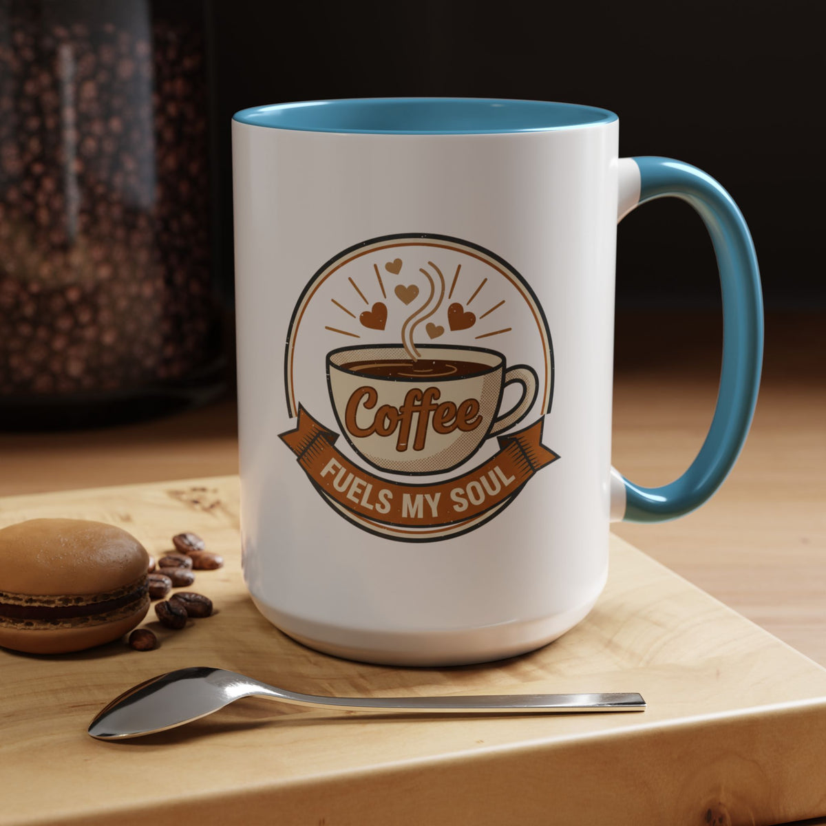 Coffee Mug - "Coffee Fuels My Soul" Accent Ceramic Mug (11/15oz)
