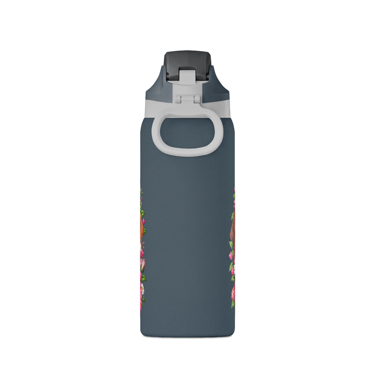 32oz Insulated Water Bottle with Adorable Dogs and Flowers