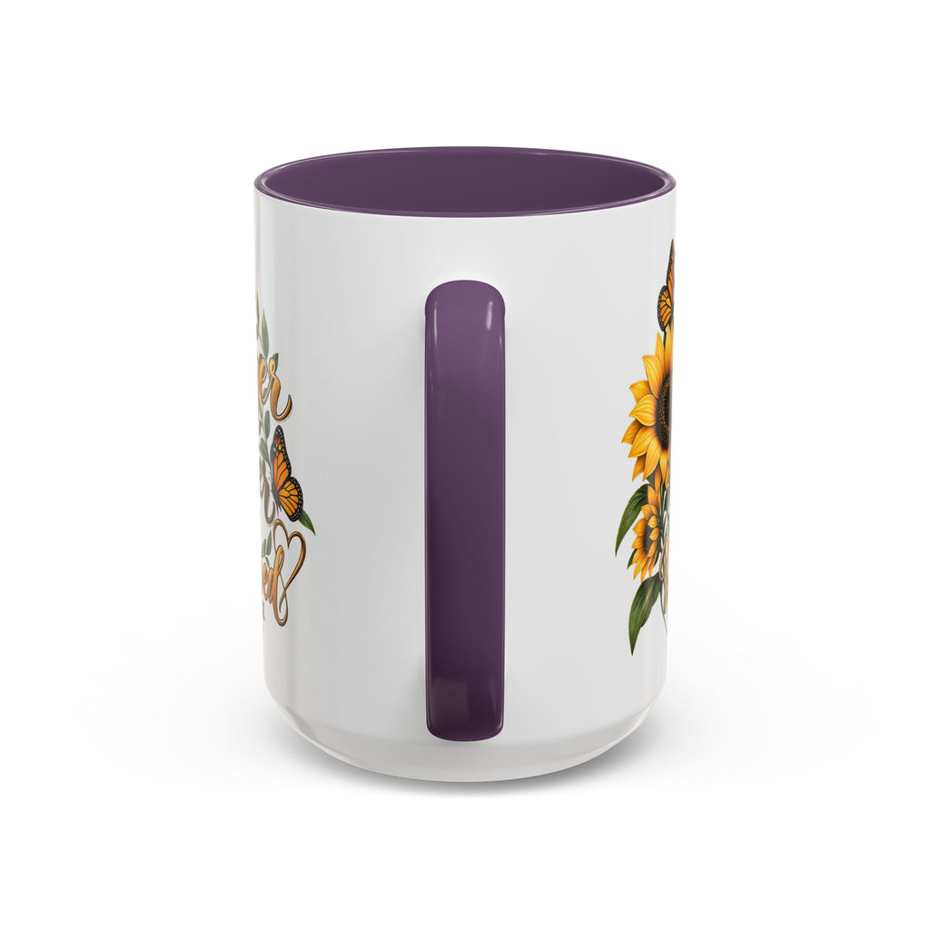 Inspirational Sunflower Coffee Mug — "You Are Stronger, Brighter, More Loved" Accent Mug