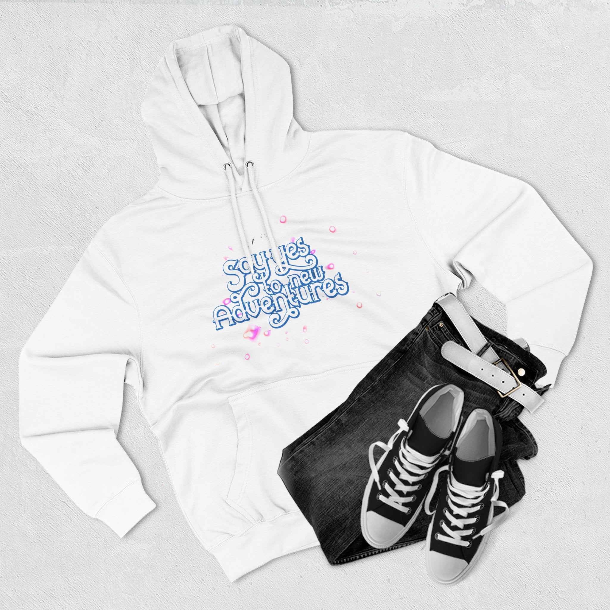 Hoodie — 'Say yes to New Adventures' Pastel Graphic Fleece Hoodie