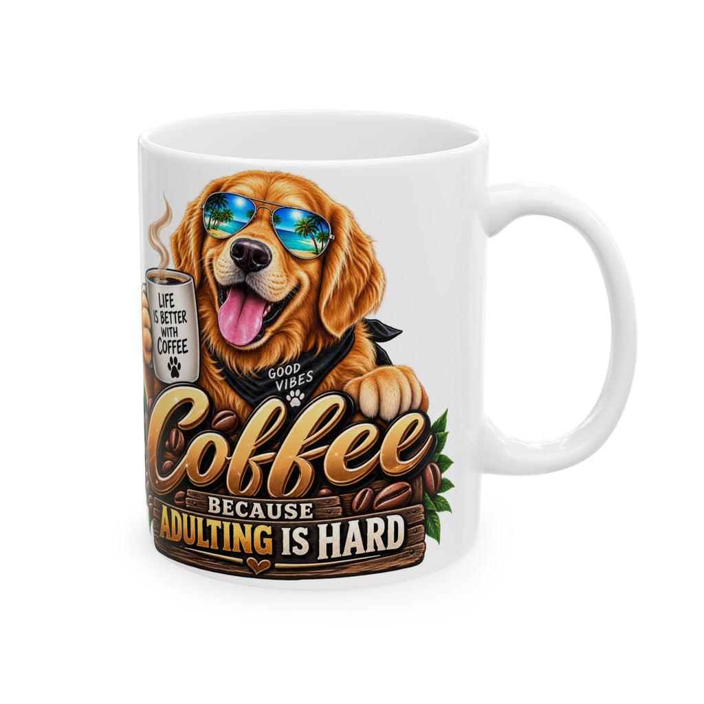 Coffee Dog Mug — "Life Is Better With Coffee" Funny Golden Retriever Coffee Cup, Cute Pet Lover Gift (11oz/15oz)