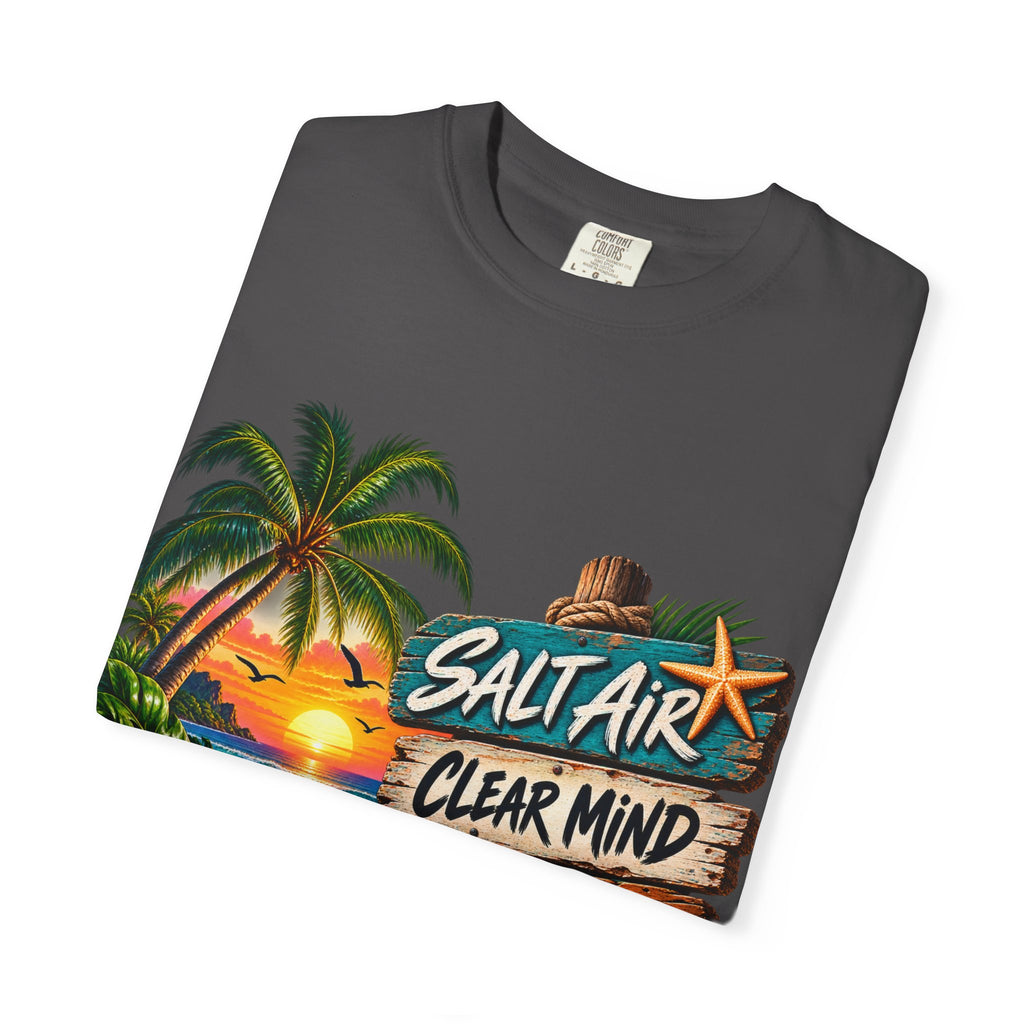 Salt Air, Clear Mind T-Shirt — Tropical Sunset Beach Graphic Tee