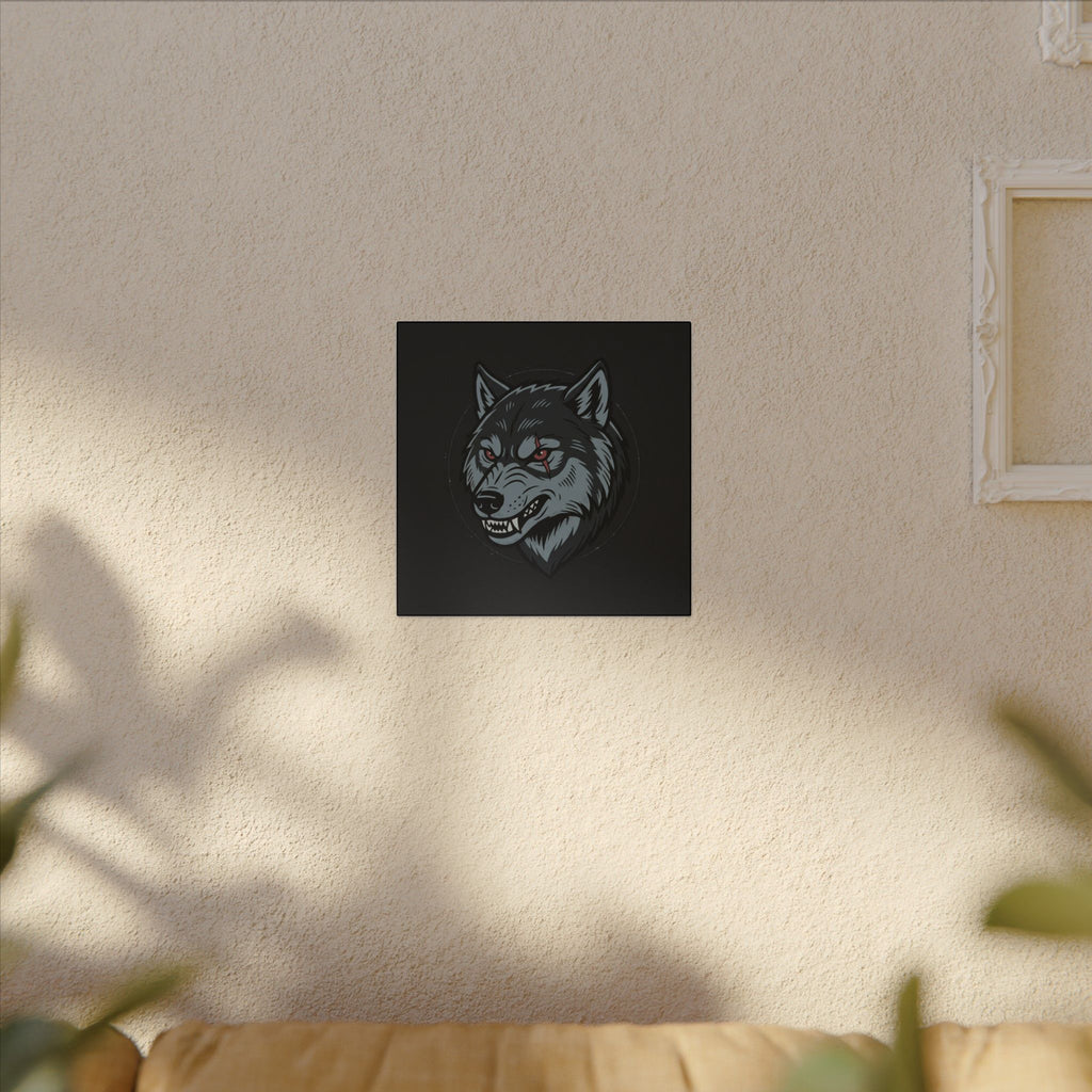 Wolf Head Canvas Wall Art — Fierce Gray Wolf Portrait Matte Stretched
