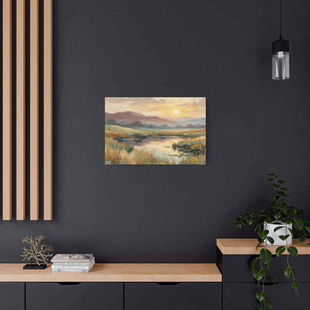 Sunset Meadow Canvas Wall Art — Stretched Matte Landscape Print