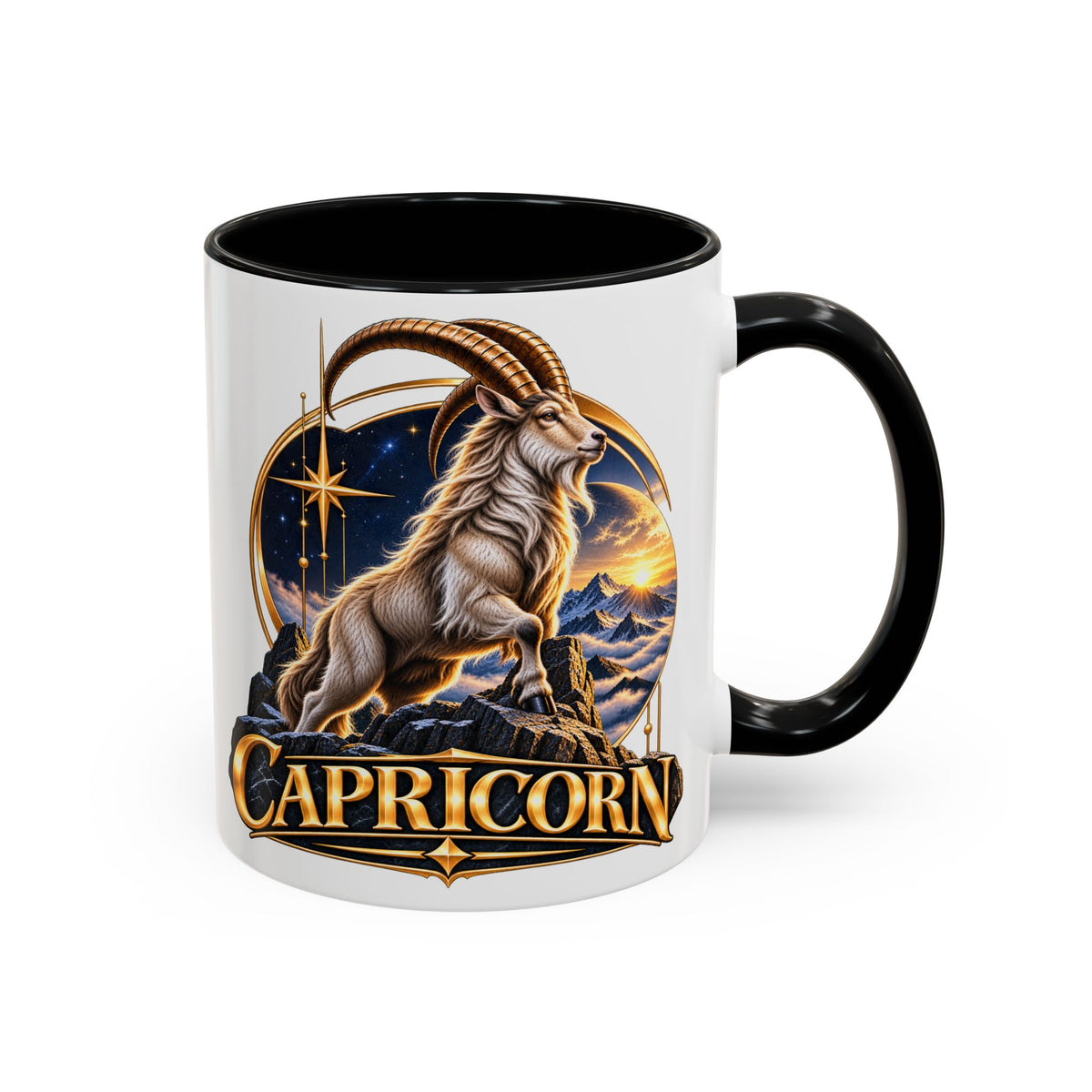 Capricorn Zodiac Coffee Mug — Astrological Goat Accent Mug (11/15oz)