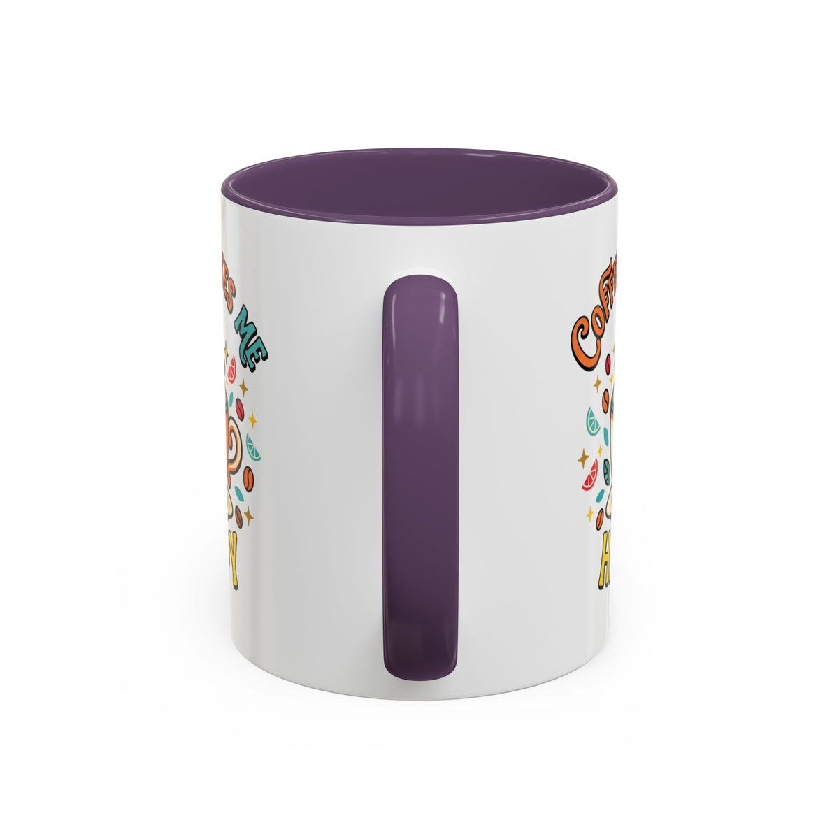 Coffee Mug — "Coffee Makes Me Happy" Cute Retro Accent Mug (11/15oz)