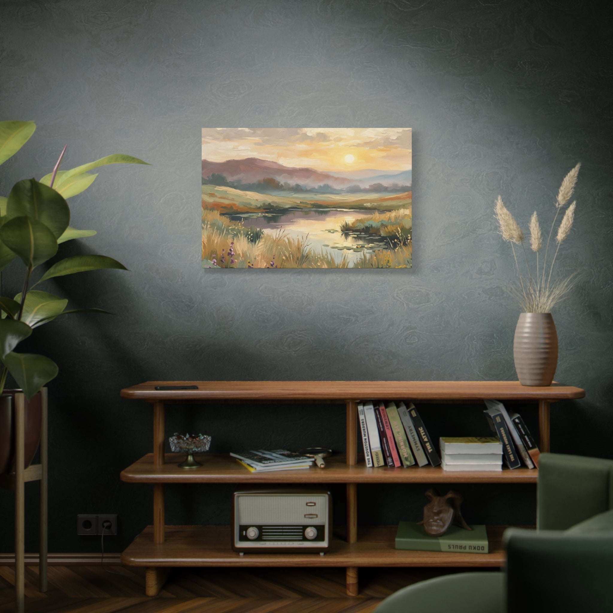 Sunset Meadow Canvas Wall Art — Stretched Matte Landscape Print