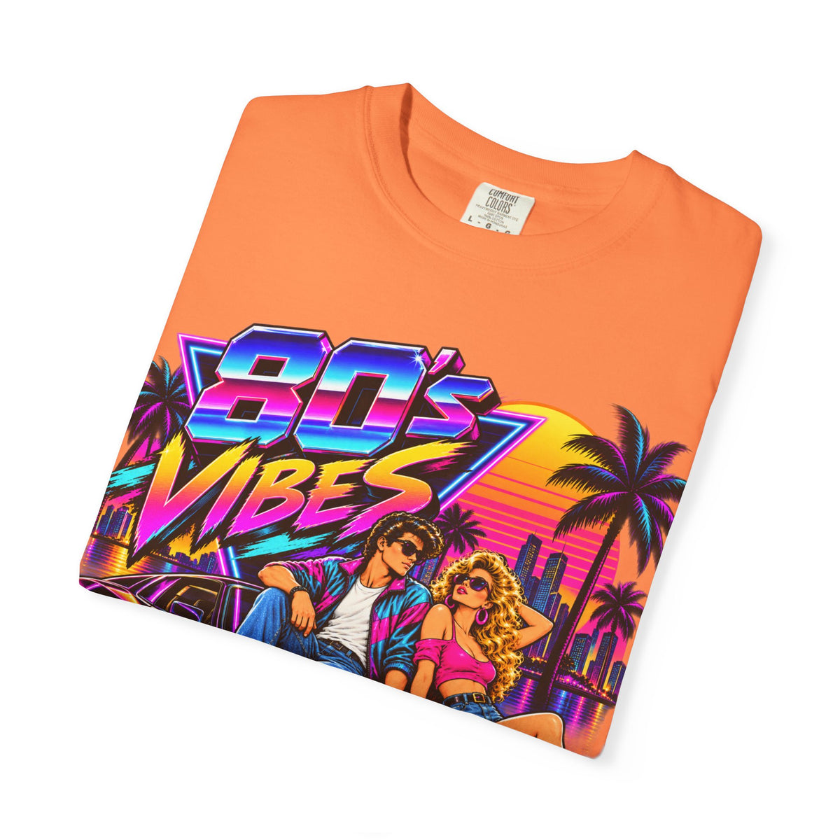 80s Vibes retro car scene T-shirt | neon palm sunset