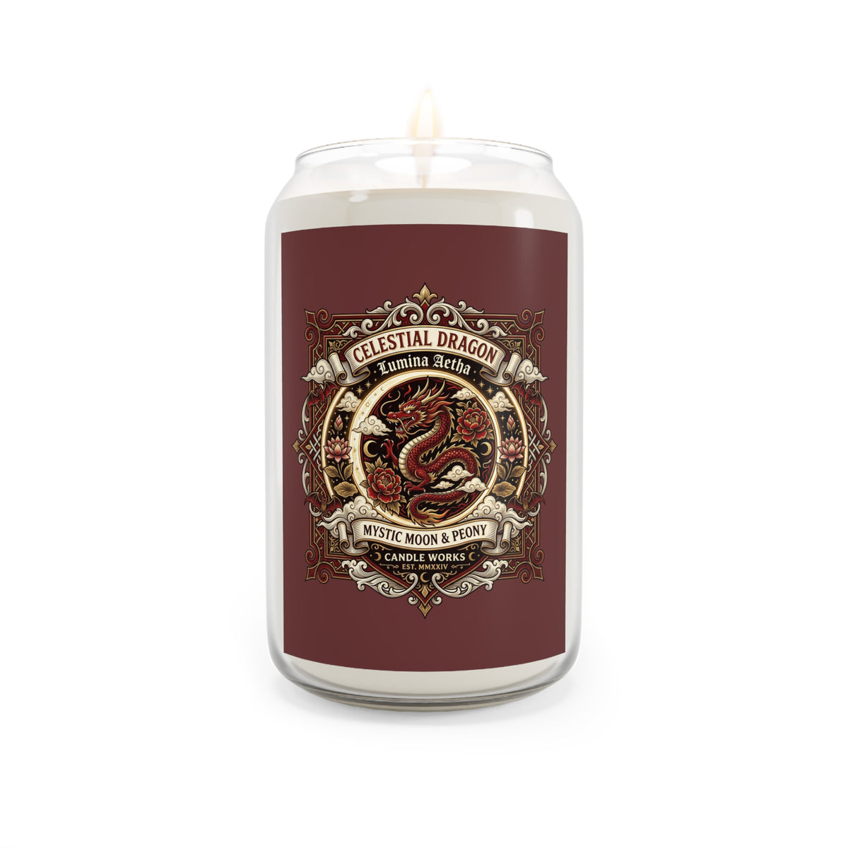 Celestial Dragon Scented Soy Candle — Mystic Moon & Peony, 13.75 oz