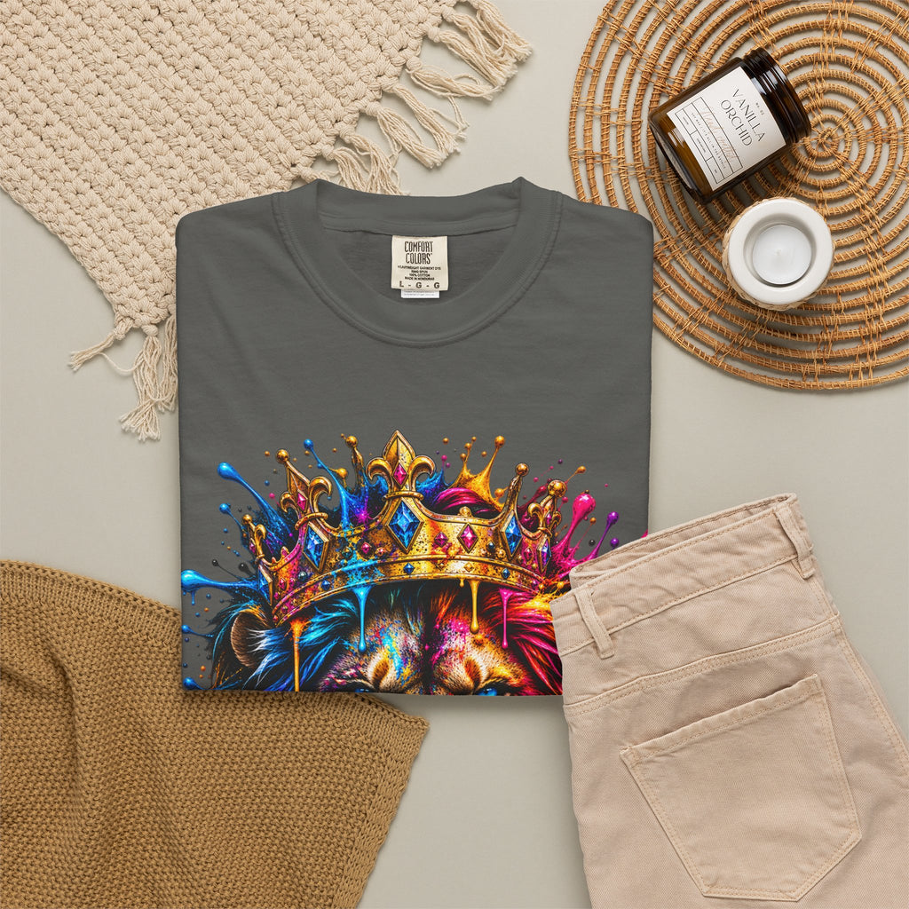 Color Splash Lion Tee — Regal Crown Graphic T-Shirt