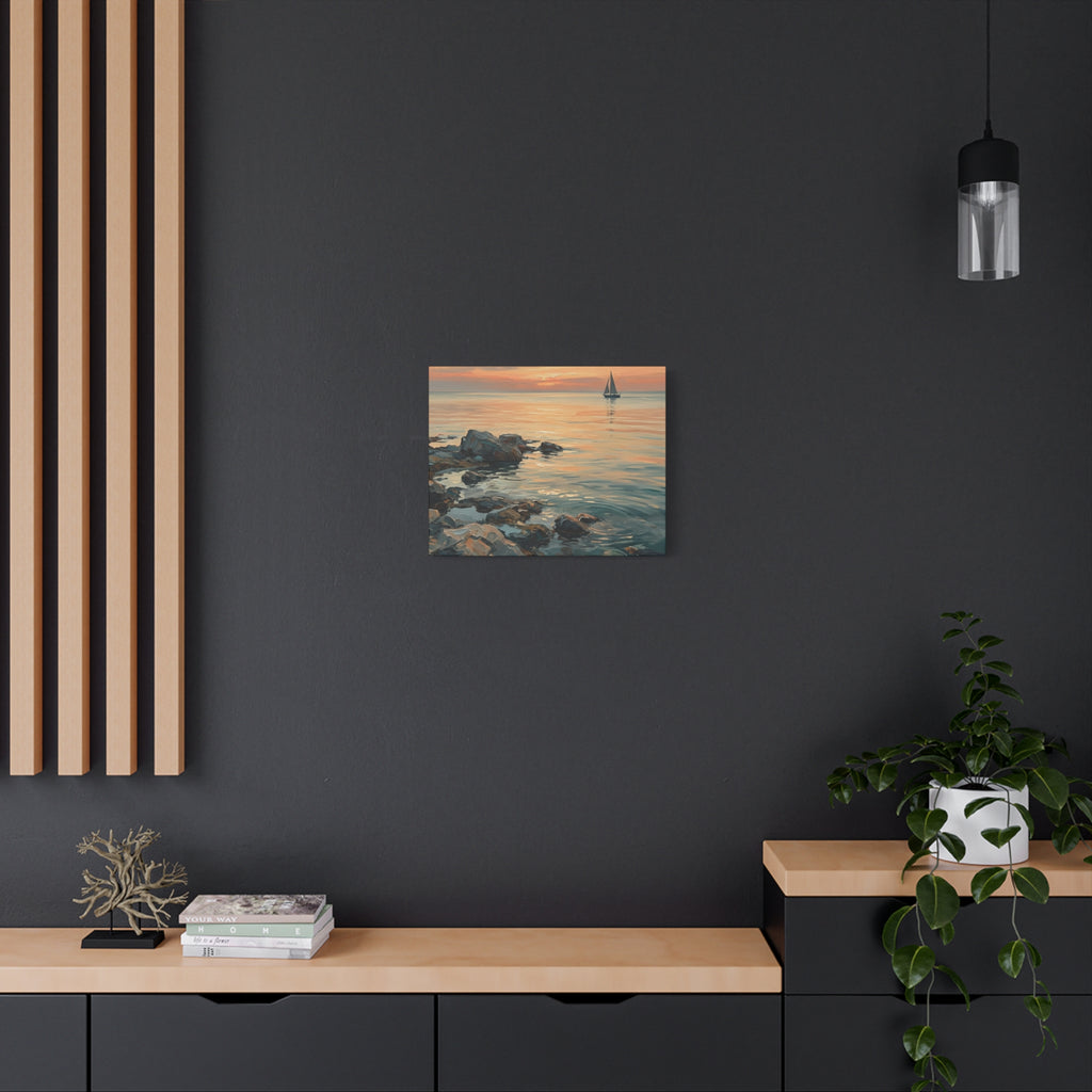 Sunset Sail Canvas Wall Art — Seascape Painting Print