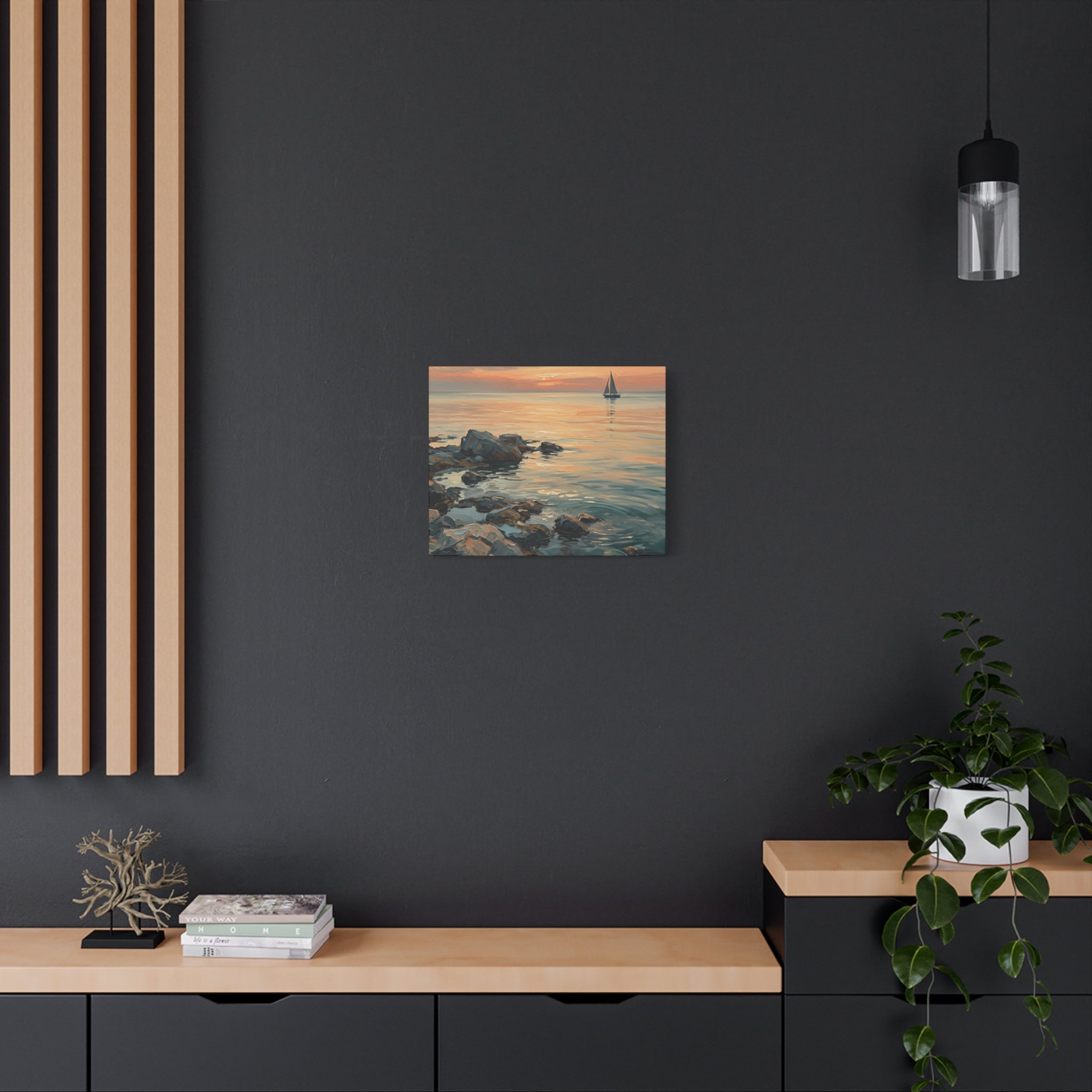 Sunset Sail Canvas Wall Art — Seascape Painting Print
