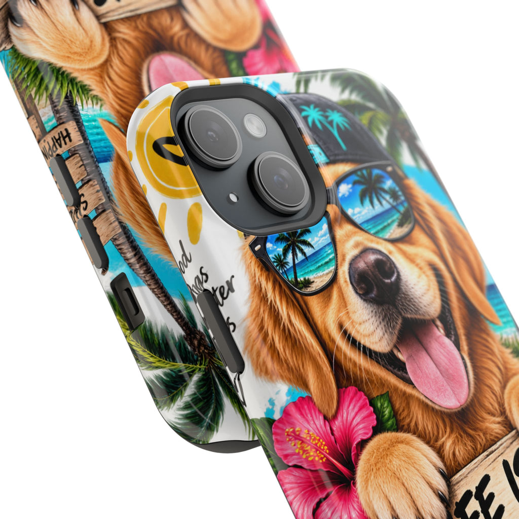 Impact-Resistant Phone Case — "Life Is Better With a Dog" Tropical Dog Design