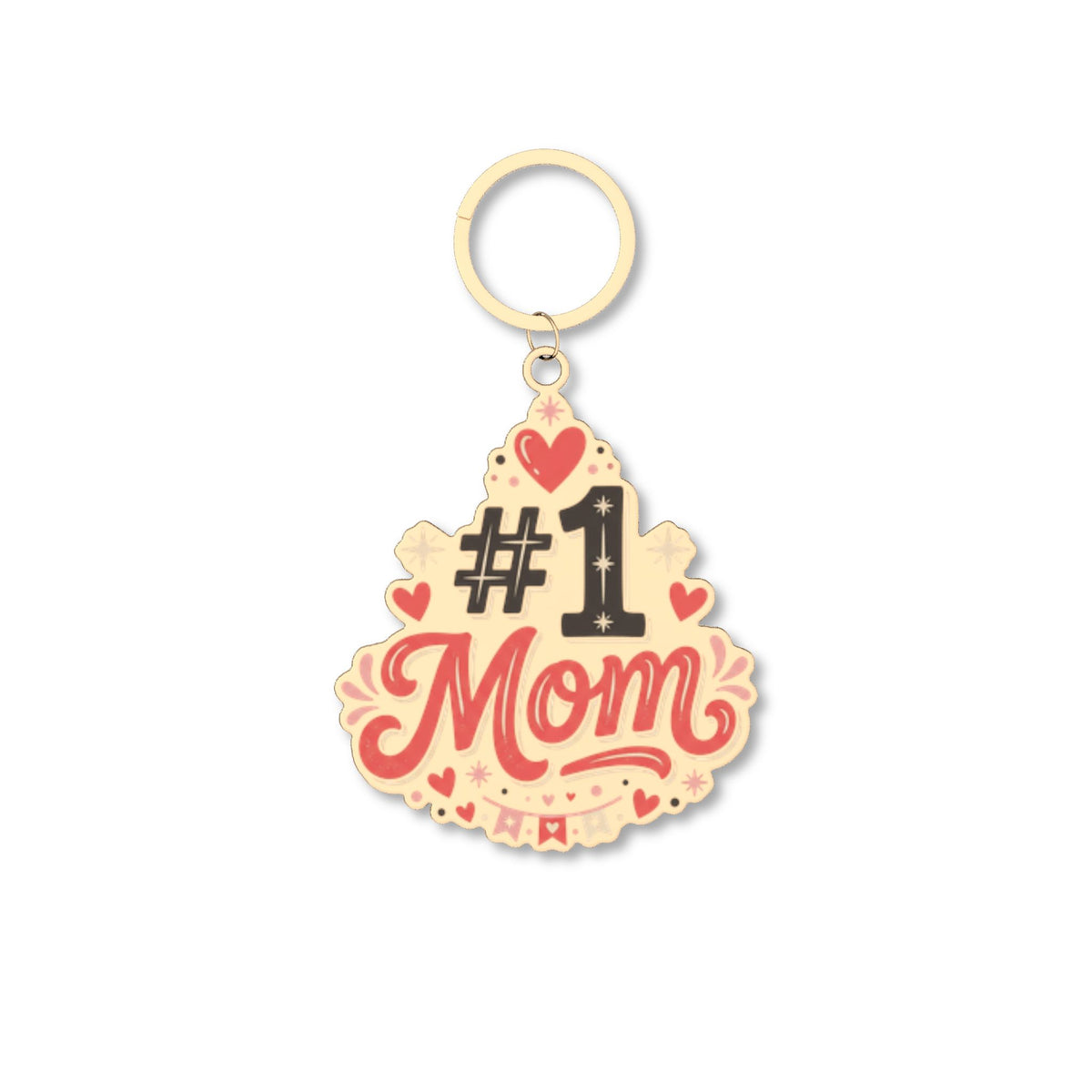 #1 Mom Keychain — Cute Heart Accent Mom Gift for Mother’s Day