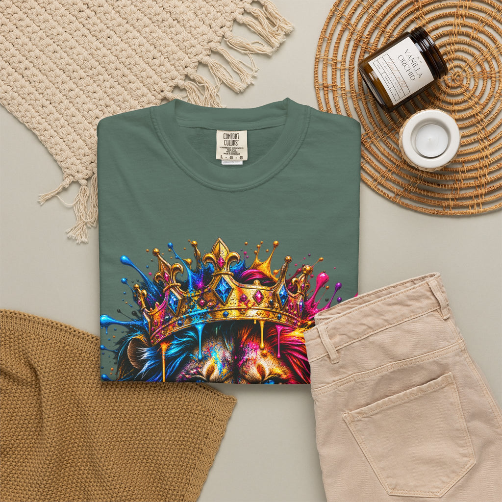 Color Splash Lion Tee — Regal Crown Graphic T-Shirt
