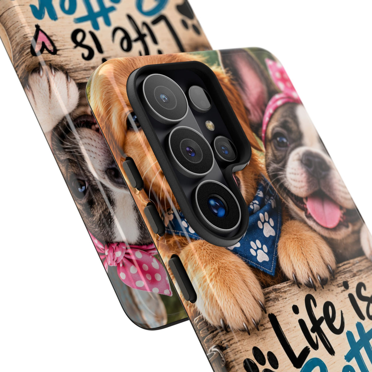 Phone Case — "Life Is Better with Dogs" Cute Pawprint Dog Lover Protective Case