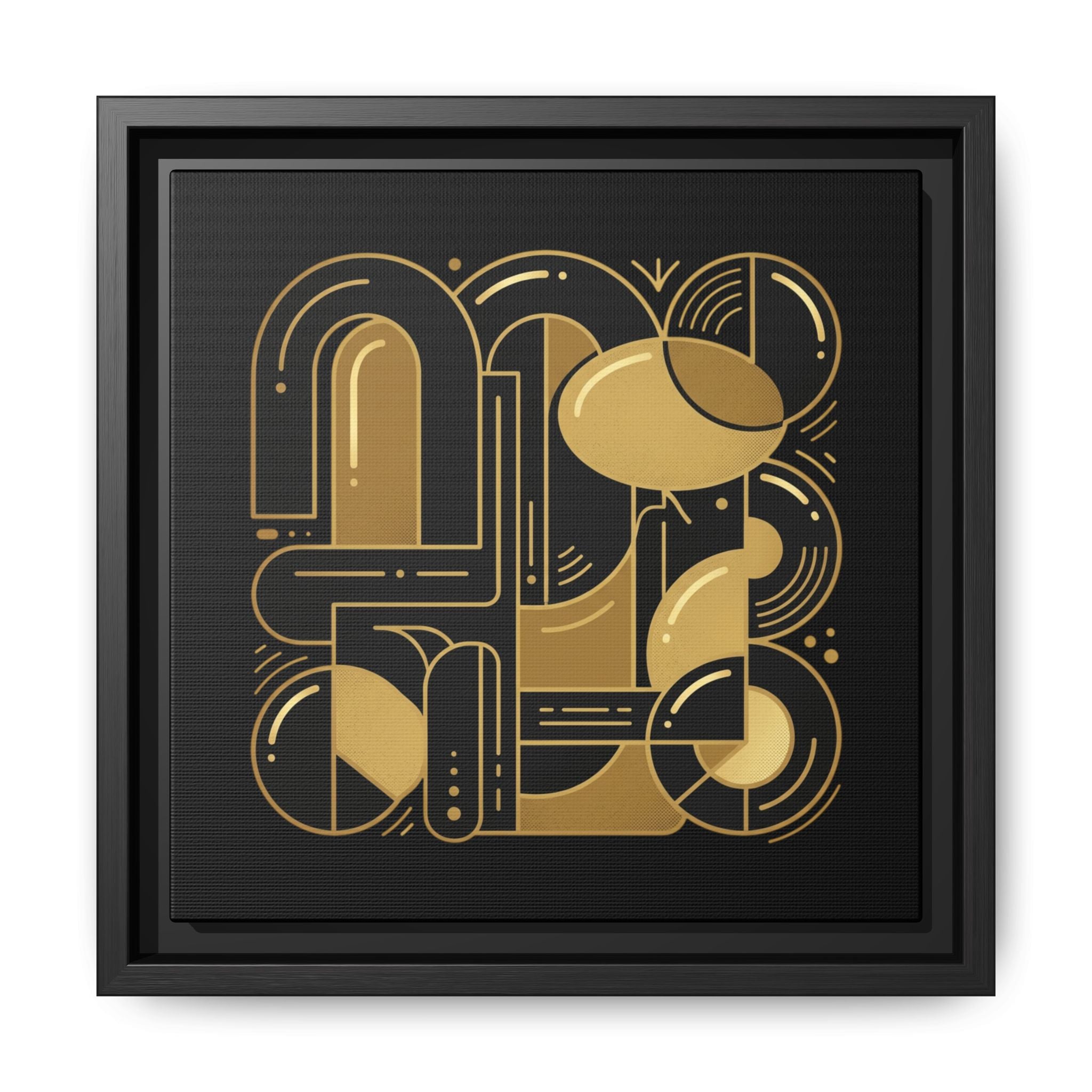 Gold Geometric Art Print — Framed Matte Canvas