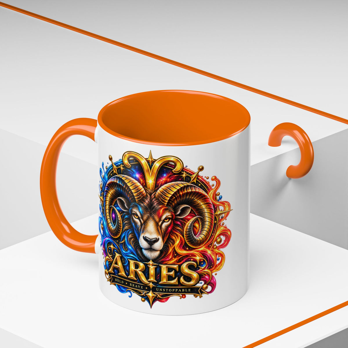Aries Zodiac Coffee Mug — Colorful Ram Astrology Accent Mug (11/15oz)
