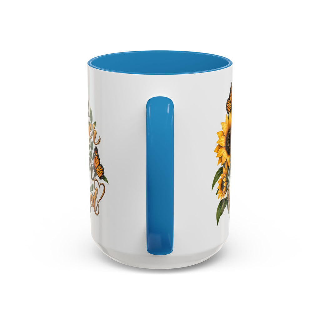 Inspirational Sunflower Coffee Mug — "You Are Stronger, Brighter, More Loved" Accent Mug
