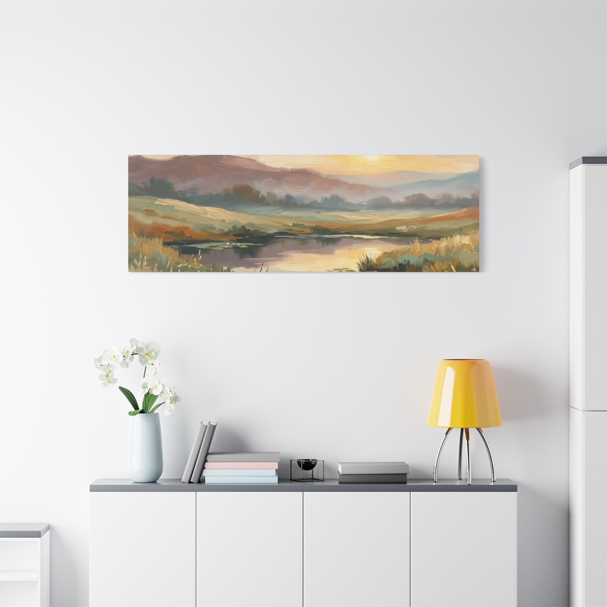 Sunset Meadow Canvas Wall Art — Stretched Matte Landscape Print