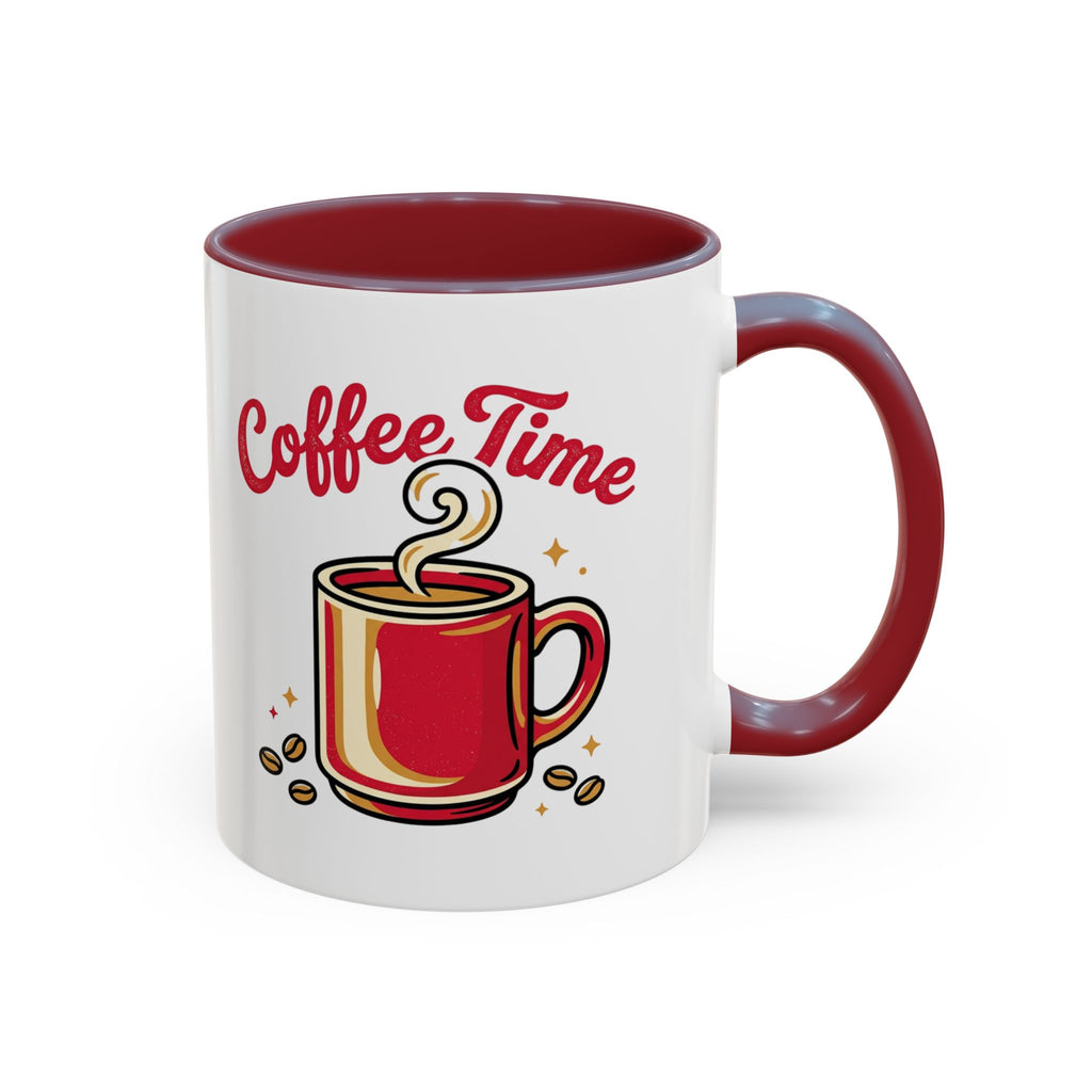 Coffee Mug - "Coffee Time" Red Accent Ceramic Mug (11/15oz)