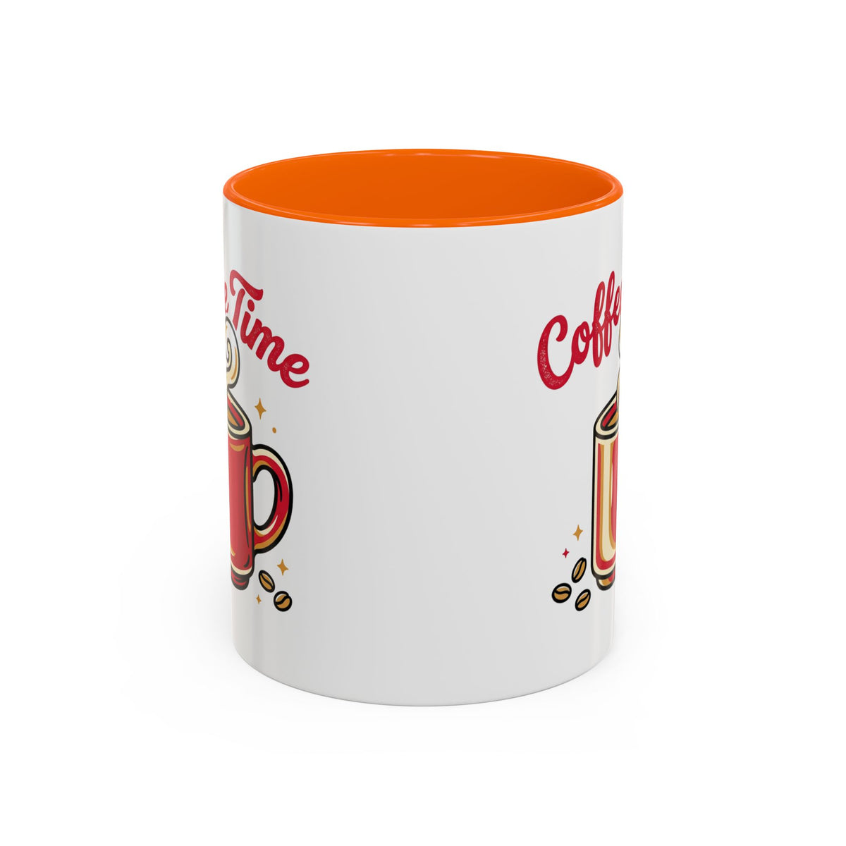 Coffee Mug - "Coffee Time" Red Accent Ceramic Mug (11/15oz)