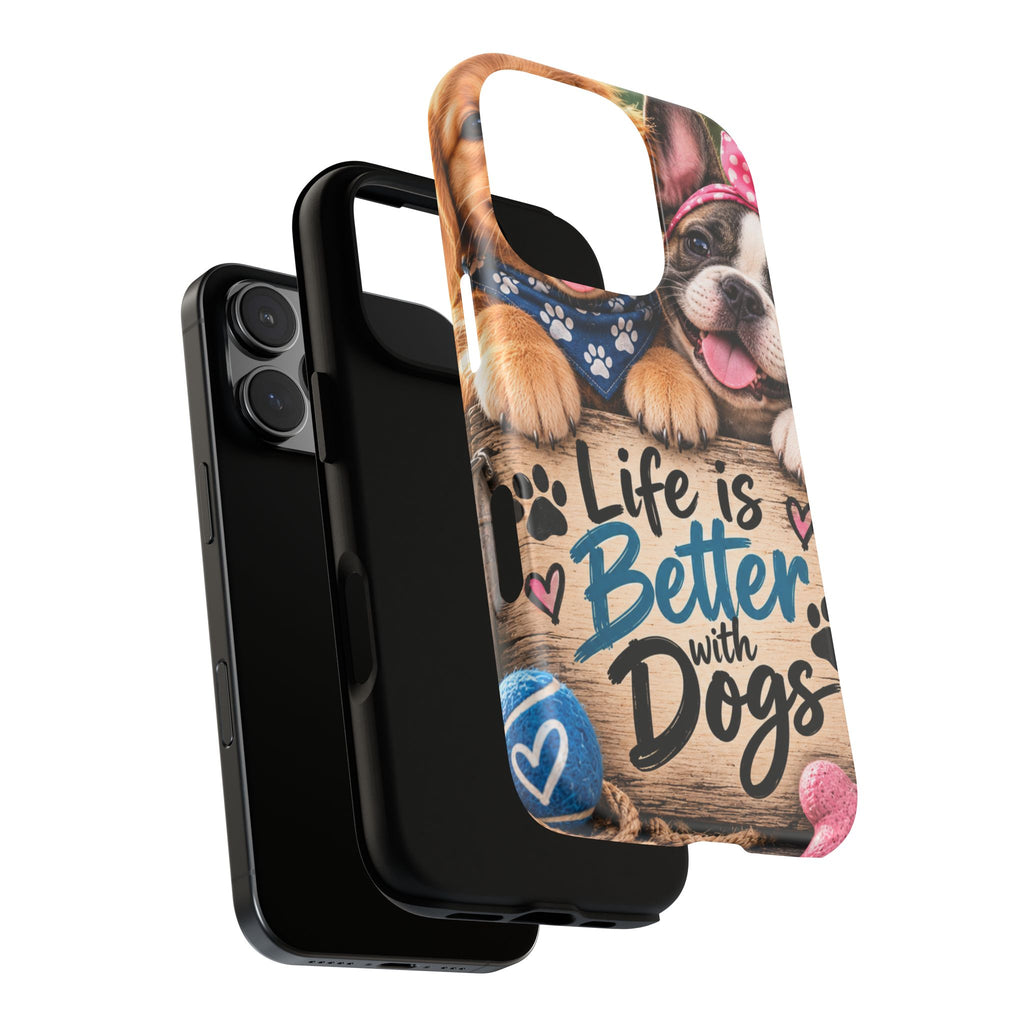 Phone Case — "Life Is Better with Dogs" Cute Pawprint Dog Lover Protective Case
