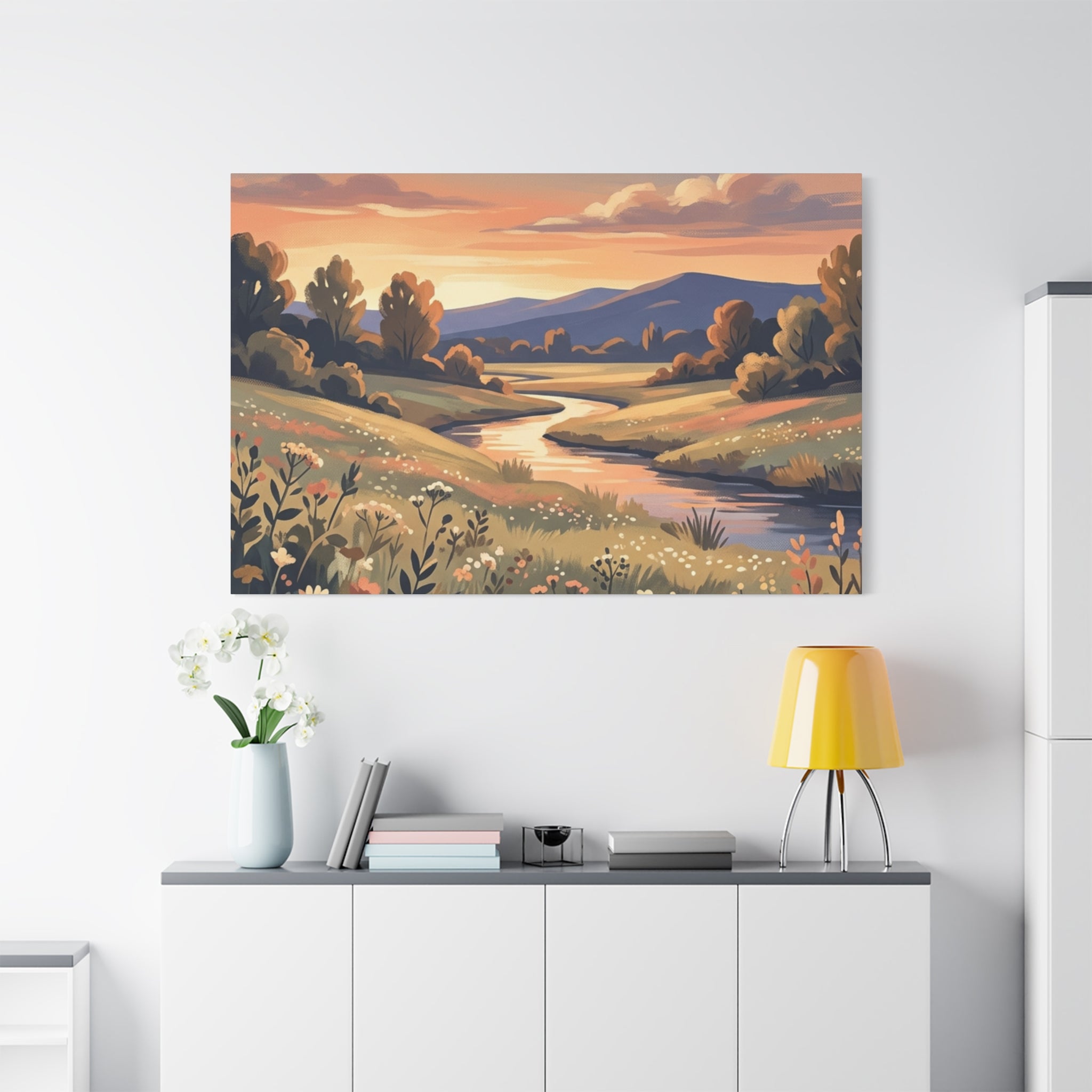 Sunset Meadow Canvas Wall Art