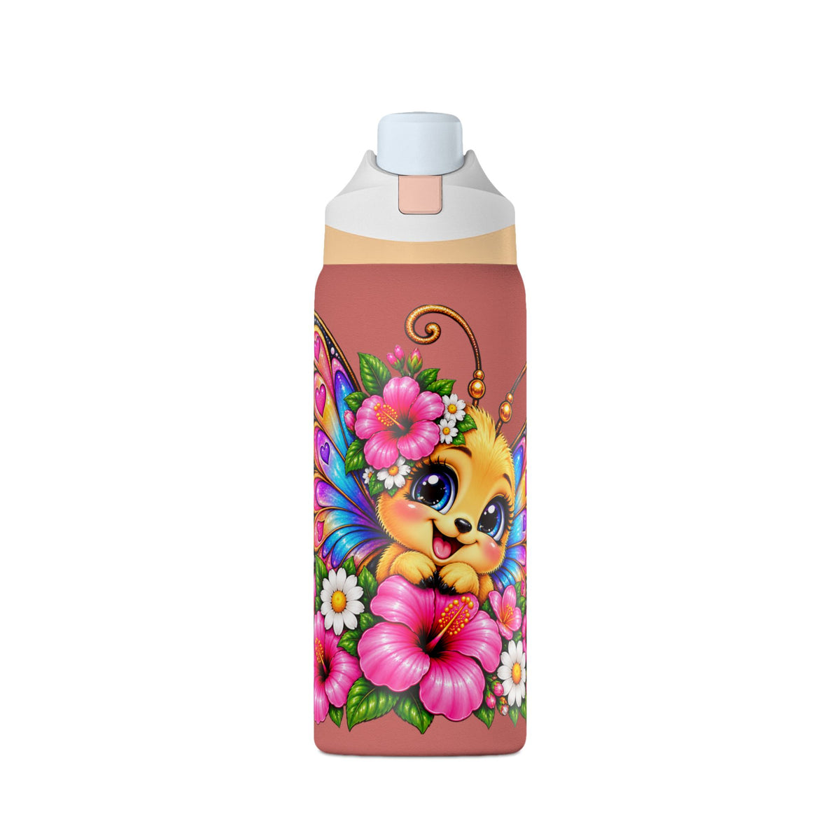 Floral Butterfly Insulated Water Bottle 32oz