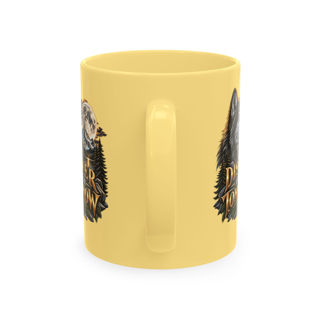 Discover Tomorrow Ceramic Mug — Howling Wolf & Moon Coffee Cup
