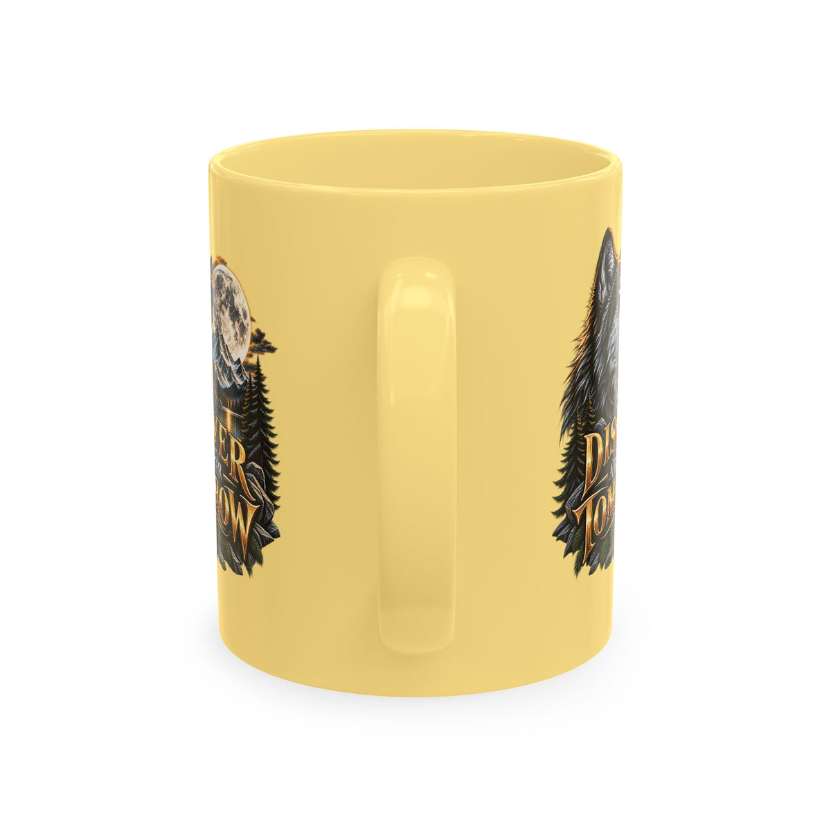 Discover Tomorrow Ceramic Mug — Howling Wolf & Moon Coffee Cup