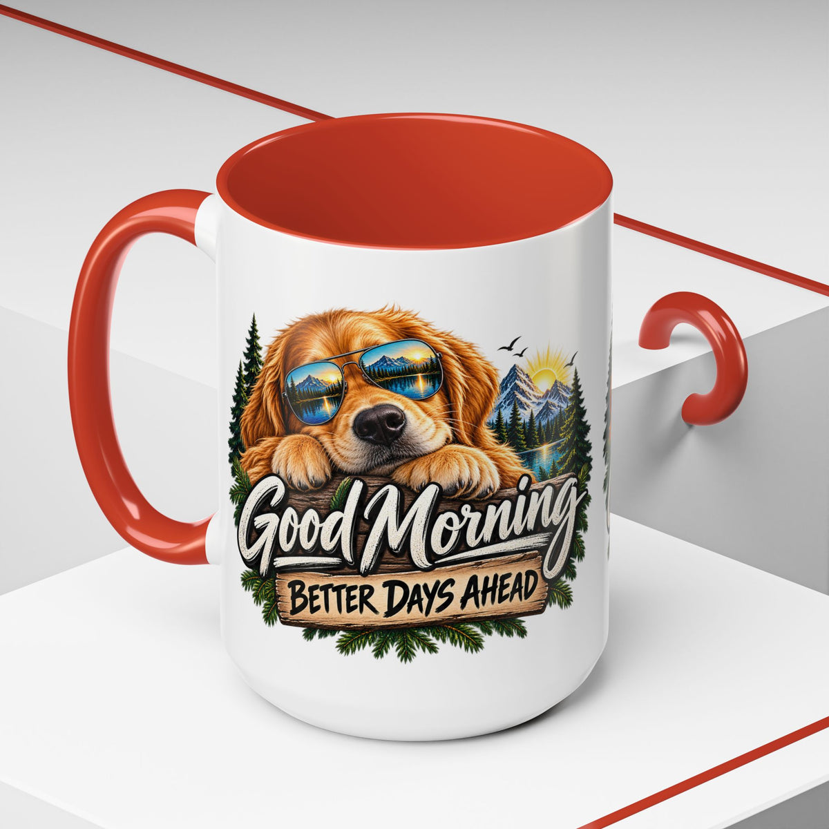 Good Morning Dog Coffee Mug — 'Good Morning, Better Days Ahead' Accent Mug