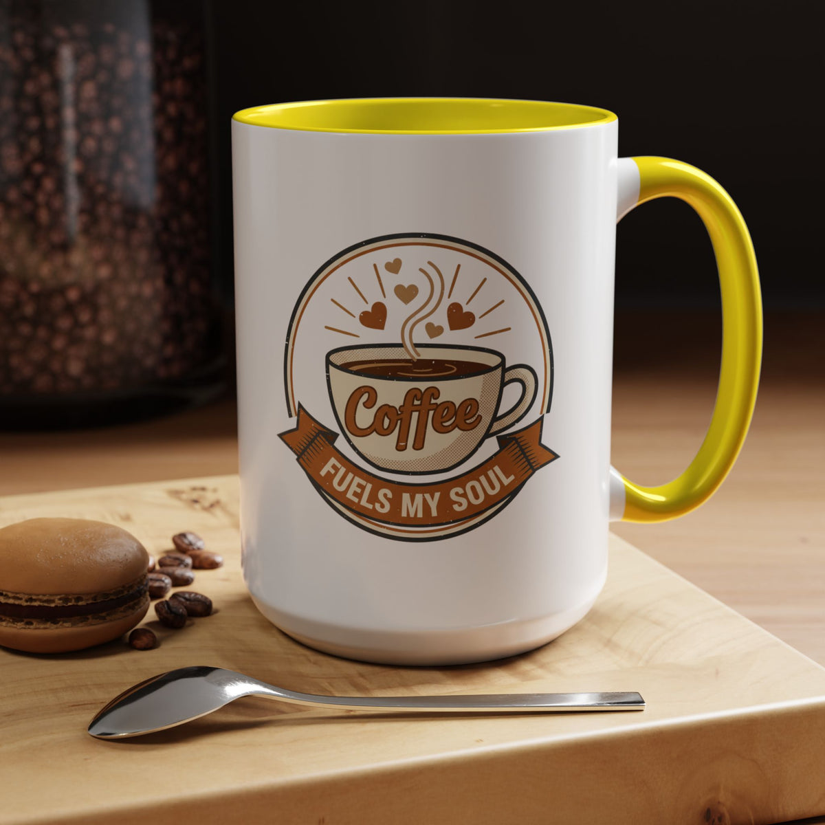 Coffee Mug - "Coffee Fuels My Soul" Accent Ceramic Mug (11/15oz)