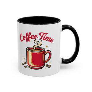 Coffee Mug - "Coffee Time" Red Accent Ceramic Mug (11/15oz)