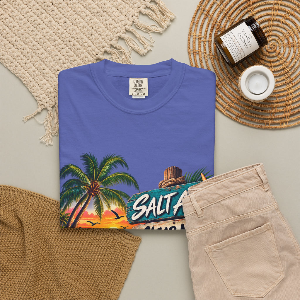 Salt Air, Clear Mind T-Shirt — Tropical Sunset Beach Graphic Tee