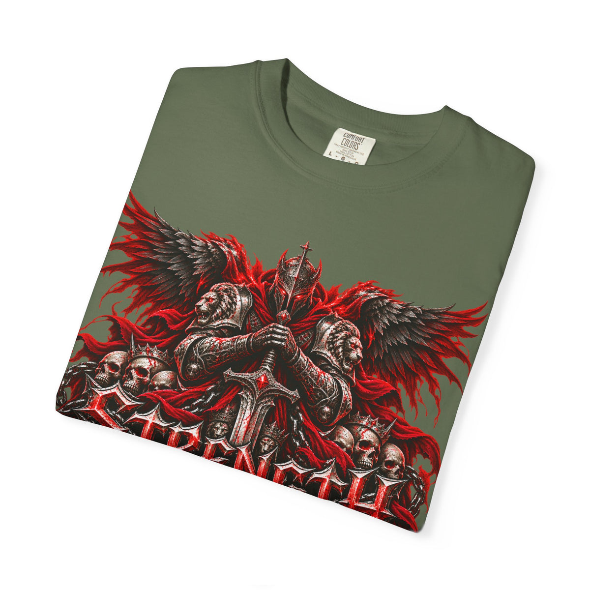 Strength Warrior T-Shirt — Gothic Skull Wings Graphic Tee