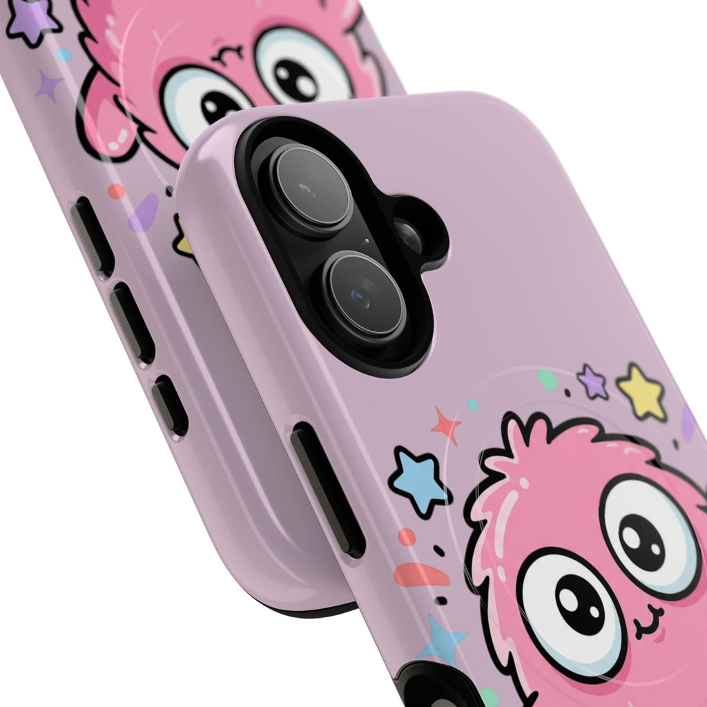 Cute Pink Fuzzy Monster Tough Magnetic Phone Case — Cute Kawaii Protective iPhone Cover